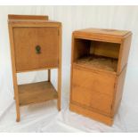JOHN ALEXANDER OF ABERDEEN LIGHT OAK BEDSIDE CUPBOARD with a raised back and moulded top above a