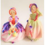 TWO ROYAL DOULTON FIGURINES Monica, HN1467, 11cm high and Babie, HN1679, 12cm high (2)