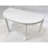 IKEA 'BEKANT' METAL FRAMED D SHAPED TABLE in white, 140cm wide