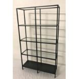 METAL FRAMED WALL UNIT with four open shelves, 176cm high
