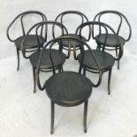 SET OF SIX BENTWOOD ARM CHAIRS with shaped backs and swept arms above a circular seat (6)