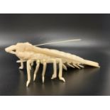 IMPRESSIVE JAPANESE CARVED IVORY ARTICULATED CRAYFISH naturalistically carved with jointed legs,
