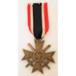 NAZI WAR MERIT CROSS MEDAL with swords and ribbon