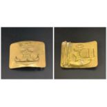 SOVIET RUSSIAN NAVAL BELT BUCKLE in brass and relief decorated with the hammer and sickle centered