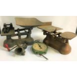 SET OF W & T AVERY SCALES marked To Weigh 14lb, set of Standard Balance scales marked To Weigh 18lb,