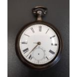 VICTORIAN SILVER PAIR CASED POCKET WATCH the white enamel dial with Roman numerals and subsidiary