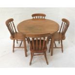 CIRCULAR LIGHT OAK KITCHEN TABLE with a broad frieze, standing on tapering supports, 105cm diameter,