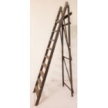 LARGE WOODEN A FRAME STEP LADDER with eight treads, 250cm high