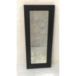 STAINED OAK RECTANGULAR WALL MIRROR with beveled plate, 121cm high