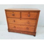 VICTORIAN SATIN WOOD CHEST with a moulded top above two short and two long cockbeaded drawers,