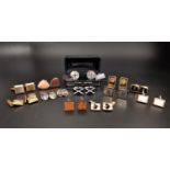 LARGE SELECTION OF CUFFLINKS of various designs including an Essex crystal style pair with black