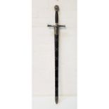KING ARTHUR'S SWORD marked to the pommel and scabbard 'Excalibur', with a textured grip and double