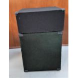 TWO FELT COVERED BOXES FOR DJ EQUIPMENT one with internal shelves, 61cm x 53cm x 46cm; and the other