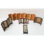 SELECTION OF EAST ASIAN MINIATURE FOLDING SCREENS including a three three section bone inlaid