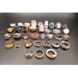 SELECTION OF SILVER AND OTHER RINGS including stone and CZ set examples, 1 box