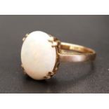 OPAL SINGLE STONE RING on nine carat gold shank, ring size N-O