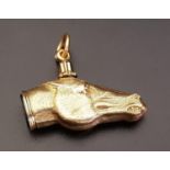UNUSUAL UNMARKED GOLD HORSE HEAD FOB with detailed modelling and fur like texture to the surface,