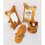 SELECTION OF ART NOUVEAU INSPIRED ITEMS all in resin, including a photograph frame ad matching