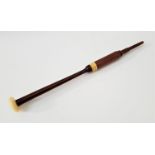 MAHOGANY PRACTISE CHANTER in two sections with resin mounts, 49cm long
