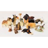 SELECTION OF ANIMAL FIGURINES including an Empire Ware two section terrier, Yorkshire terrier,