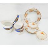 ROYAL ALBERT TEA SERVICE the white ground with floral swags and gilt highlights, comprising six cups