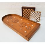 SELECTION OF GAMES including a Corinthan bagatelle board, a small marble chess board with metal