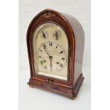 LATE 19th CENTURY GUSTAV BECKER ARCH TOP MAHOGANY MANTLE CLOCK the silvered dial with Roman numerals