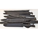 LARGE SELECTION OF LEATHER SCABBARDS of varying sizes (15)