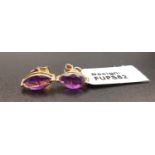 PAIR OF CERTIFIED AMETHYST STUD EARRINGS the marquise cut amethysts totaling approximately 1.7cts,