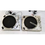 TWO NUMARK TT1610 TURNTABLES both in silver one with tonearm counterweight