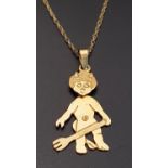 NINE CARAT GOLD DEVIL PENDANT the devil with articulated head, on nine carat gold chain, total