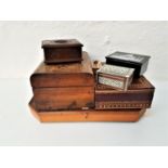 SELECTION OF VARIOUS BOXES including a Victorian mahogany and inlaid domed top sewing box with baize