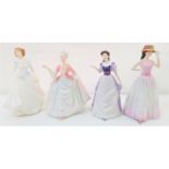 FOUR ROYAL DOULTON FIGURINES comprising Happy Birthday, HN4215; Diana, HN3266; Megan, HN3887; and