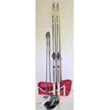 PAIR OF ASNES CROSS COUNTRY SKIS with bindings and 212cm long, a pair of Special Swix ski poles