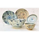 TEK SING PORCELAIN comprising a bowl, three varying size shallow bowls and a tea bowl, with Nagel