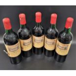 CHATEAU MONBOUSQUET 1966 five bottles of Saint-Emilion Grand Cru red wine. Shipped and Bottled by