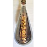 TWO LARGE FEATURE LIGHT BULBS of pear shape with a silvered finish and a decorative spiral filament,