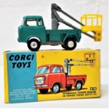 VINTAGE CORGI 478 HYDRAULIC TOWER WAGON on a Forward Control Jeep FC-150, in metallic green with