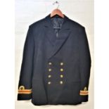 TWO NAVAL OFFICERS BLAZERS both double breasted and each with four buttons and braiding to the cuffs