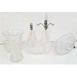 SELECTION OF CRYSTAL GLASSWARE including a Webb Corbett shaped lamp, 20cm high, a similar cut