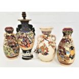 SELECTION OF EAST ASIAN WARES including a table lamp decorated with a female figure and fauna,