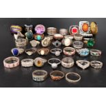 SELECTION OF SILVER AND OTHER RINGS including one marked 'Daniel Swarovski', turquoise and stone set