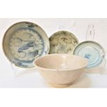 TEK SING PORCELAIN comprising a bowl and three varying size shallow bowls, with Nagel Auctions Tek