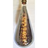 TWO LARGE FEATURE LIGHT BULBS of pear shape with a silvered finish and decorative spiral filament,