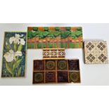 SELECTION OF VICTORIAN AND LATER TILES including two Josiah Wedgwood & Sons Eturia tiles, 15.5cm x