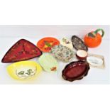 SELECTION OF DECORATIVE CERAMICS including a Poole pottery orange ground floral plate, Poole style