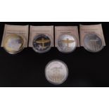 FOUR ICONS OF A NATION PROOF COINS comprising two Supermarine Spitfire 1936, two Red Arrows, and one