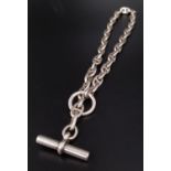 HERMES PARIS 'CHAINE D'ANCRE' SILVER NECKLACE with ring and T-bar clasp, marked to ring, 42cm long