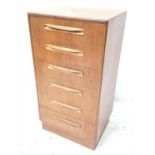 G PLAN TEAK CHEST with a moulded top above six drawers, standing on a plinth base, 103.5cm high