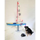 LARGE RADIO CONTROLLED POND YACHT the hull marked 'Conqueror Of The Ocean Martini', with five